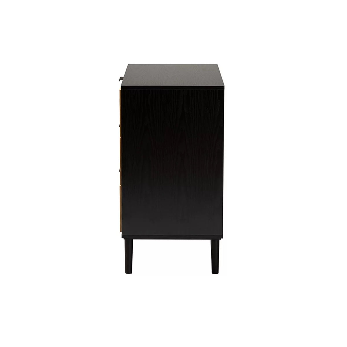 Espresso Brown Wood and Rattan 3-Drawer Dresser I4755
