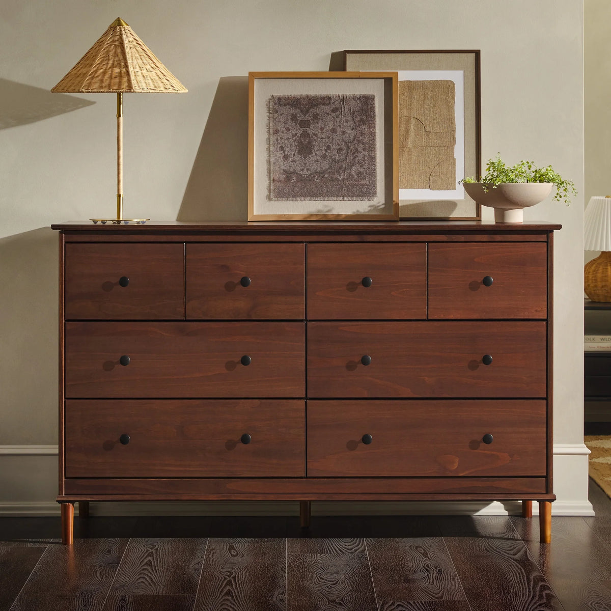 Walnut 6-Drawer Solid Wood Dresser S44958