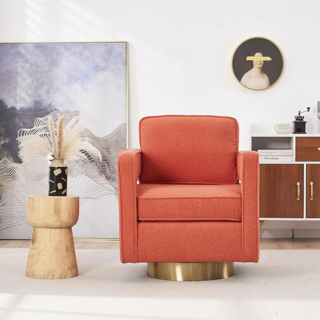 Orange Swivel Accent Chair with Pillow W504