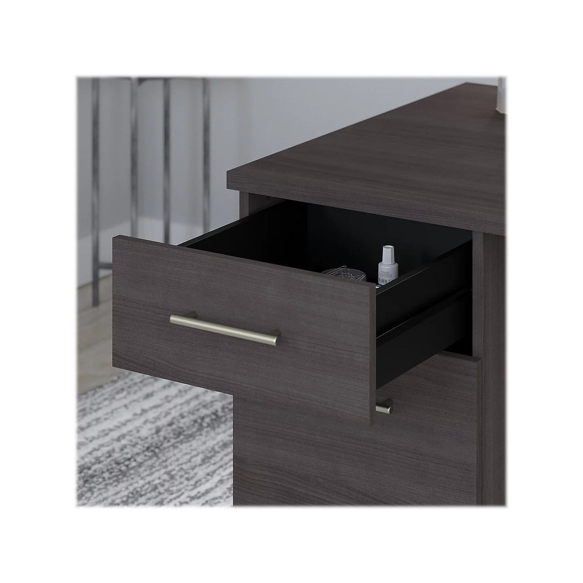 72W Sit to Stand L Desk with Hutch in Storm Gray S9480