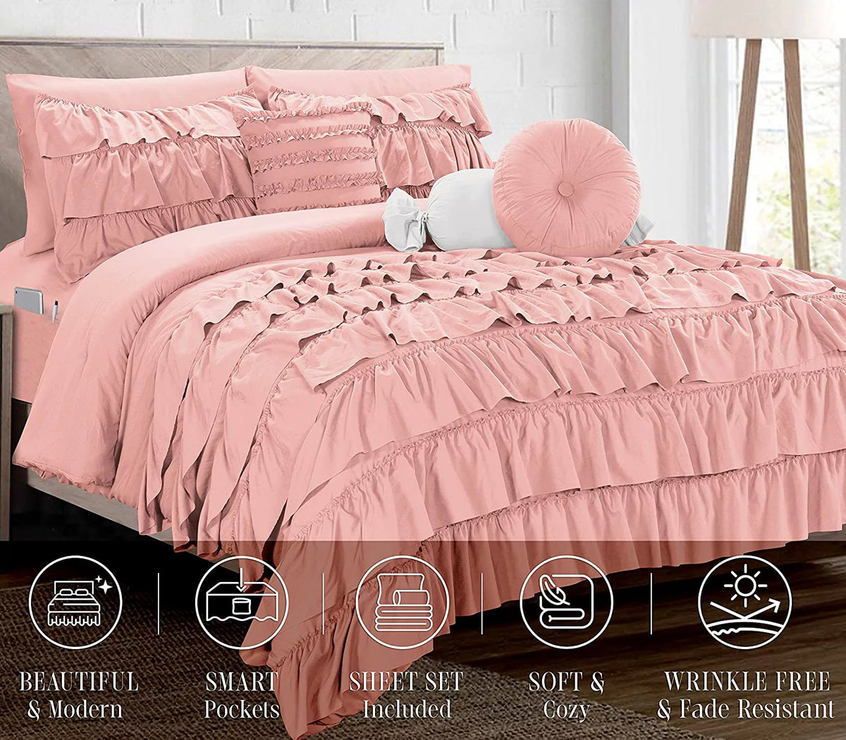 10-Piece Full/Queen Bed-in-a-Bag with Decorative Pillows U863