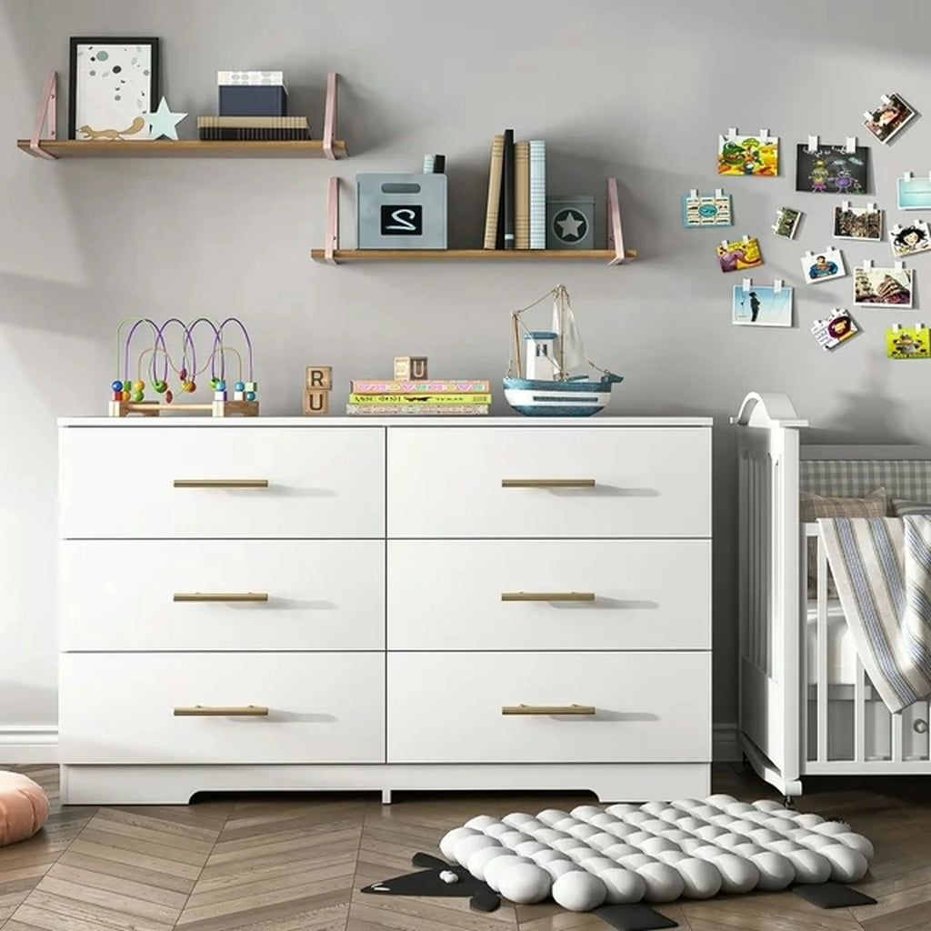 Black 6 Drawer Wood Dresser G338