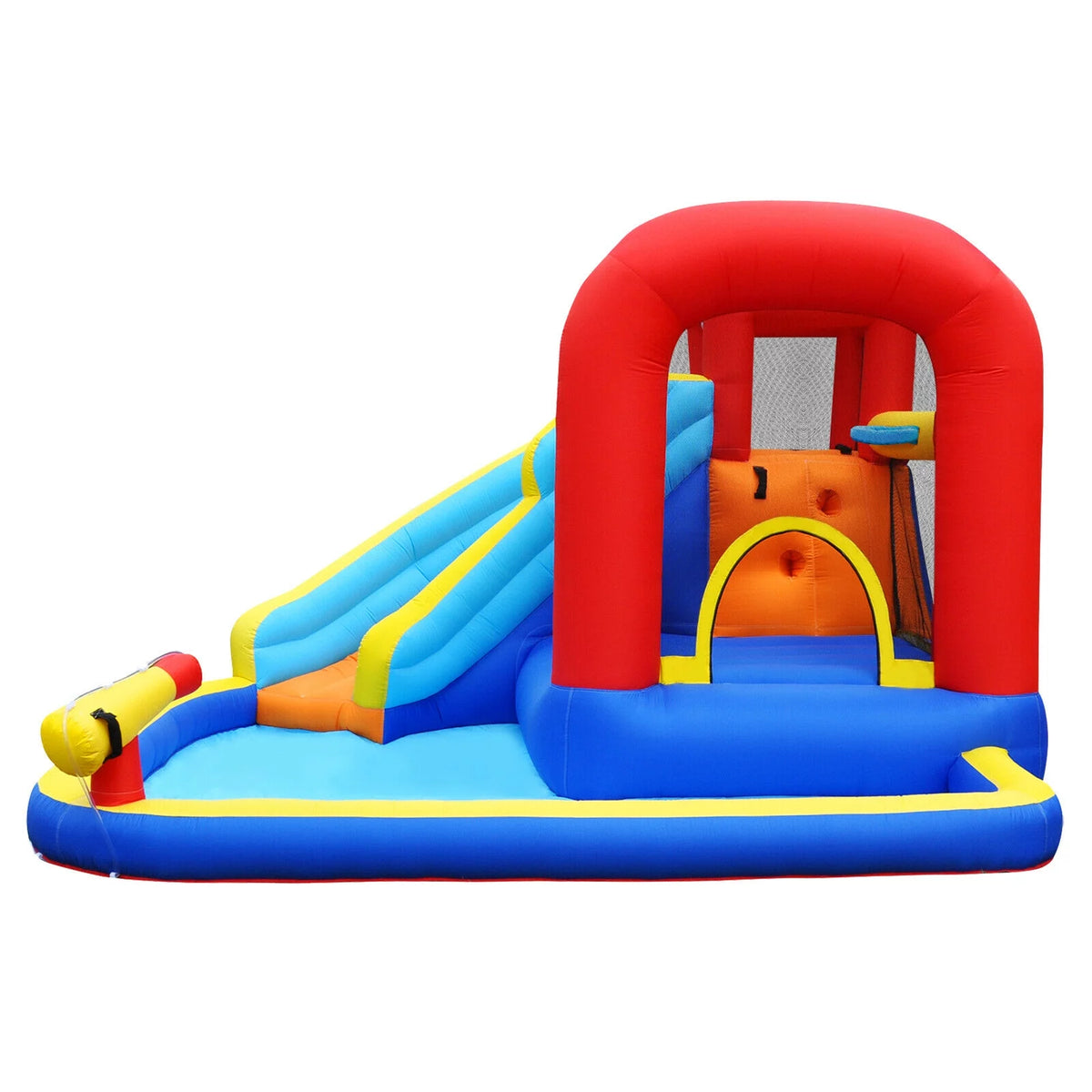Inflatable Water Slide Bounce House with Pool, Basketball Hoop, Air Blower N65039