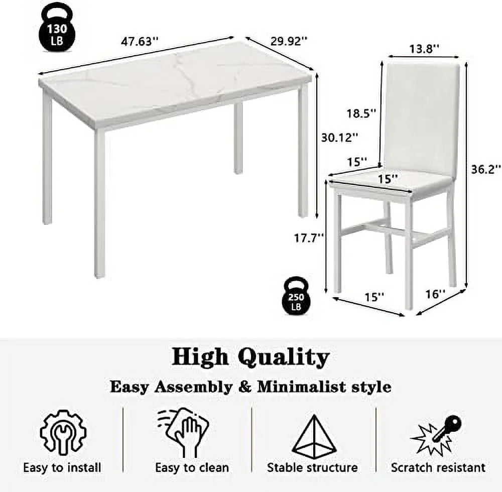 5-Piece Faux Marble Kitchen Table & Chair Set C474245