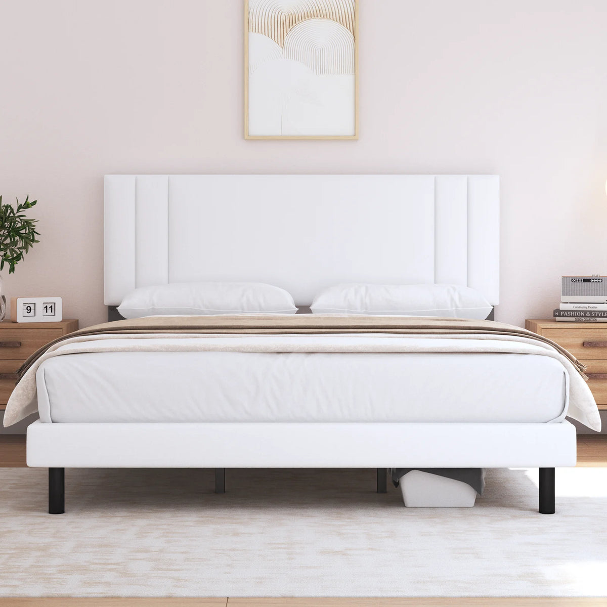 King Size Fabric Upholstered Platform Bed Frame R9430