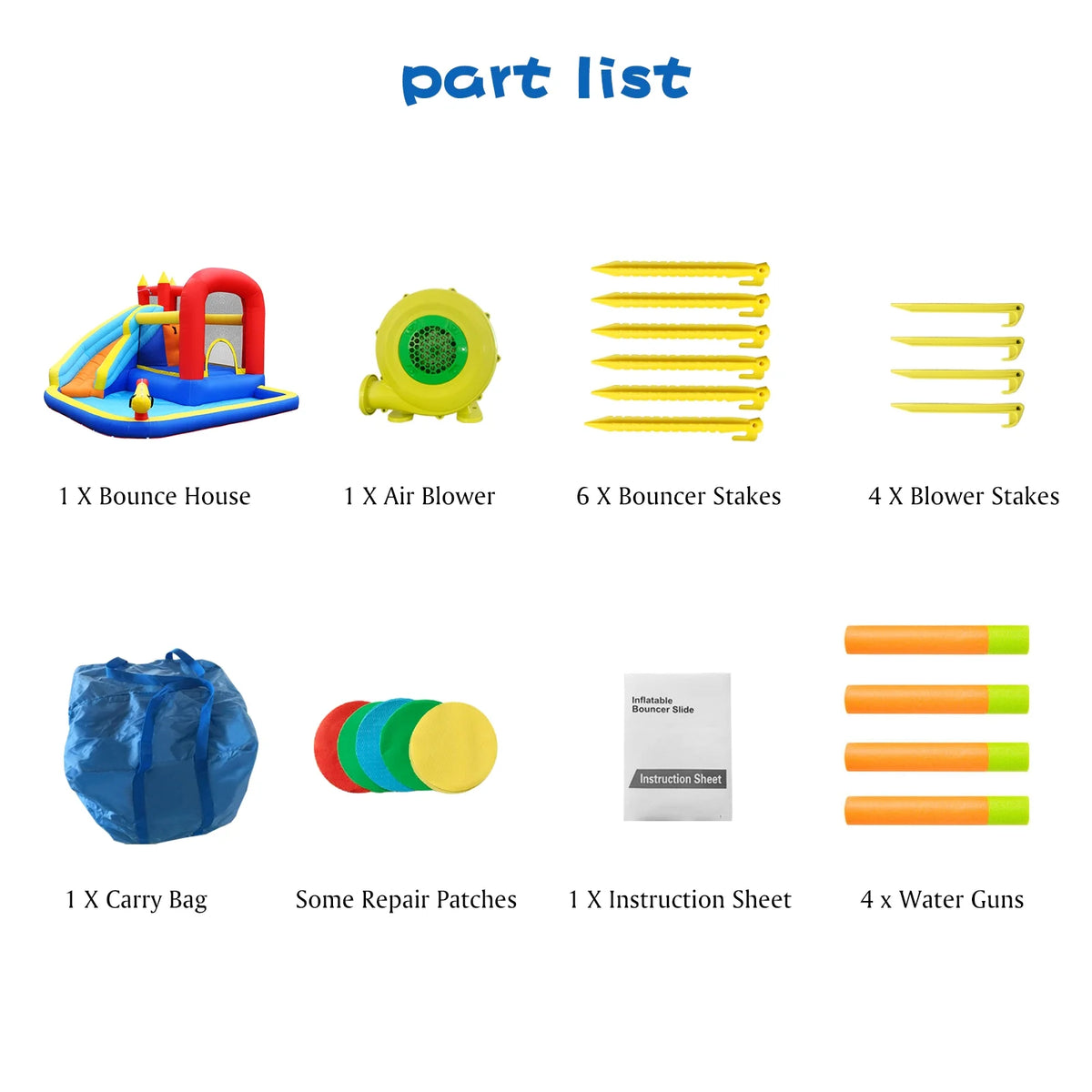 Inflatable Water Slide Bounce House with Pool, Basketball Hoop, Air Blower N65039