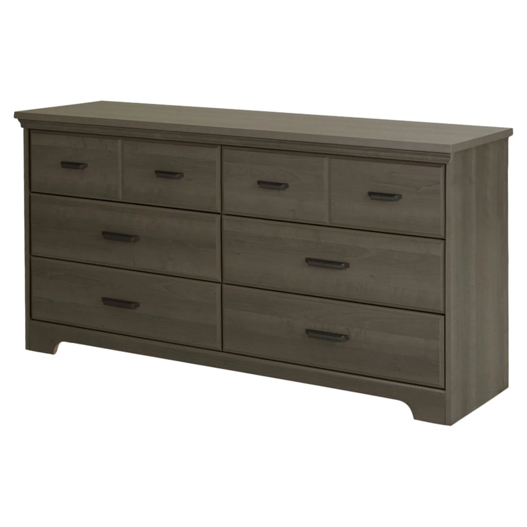 Gray 6 Drawer Double Dresser and 2 Drawer Nightstand S962