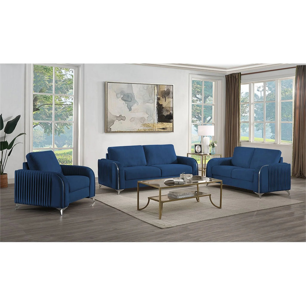 Blue Velvet Upholstered Wooden Frame Chair L2252