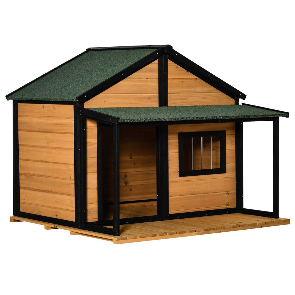 Wooden Raised Dog House with Asphalt Roof B531224
