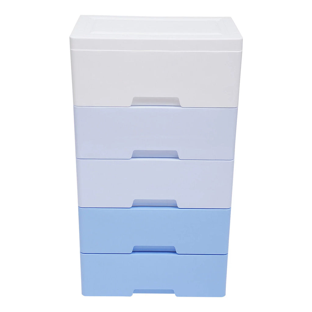 5 Plastic Drawers Dresser with Wheels Gradient Blue X51748