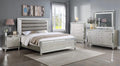 4pc Queen Size Upholstery LED Bed Dresser Mirror Nightstand Wooden Furniture Set I150298