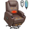 Black PU Leather Power Lift Recliner Chair with Massage and Heating A1830