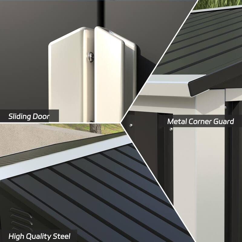 Black Metal Outdoor Storage Shed with Air Vents S921477