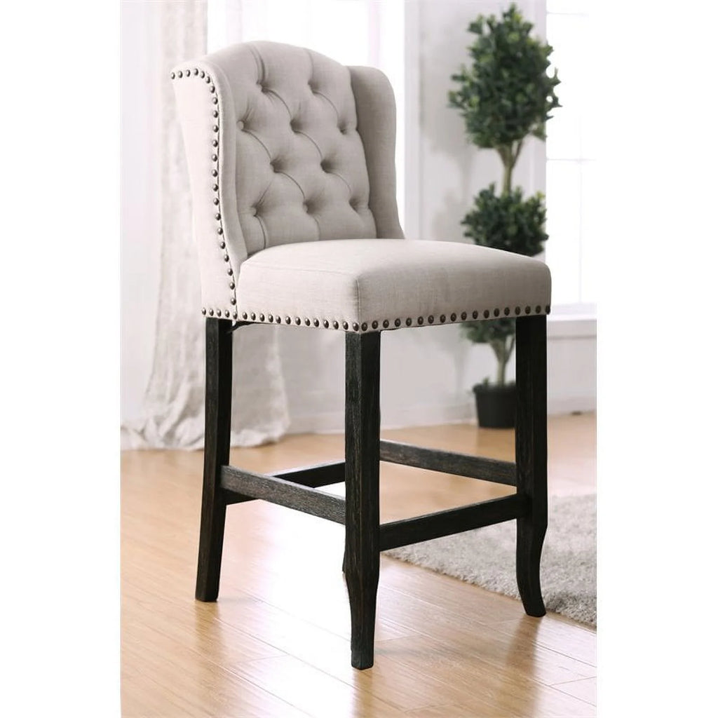 Beige Fabric Bar Chair Set of 2 W983