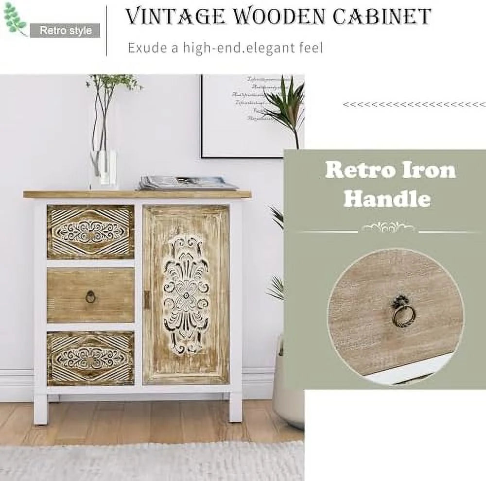 Carved Wood Sideboard with 5 Drawers Y8601