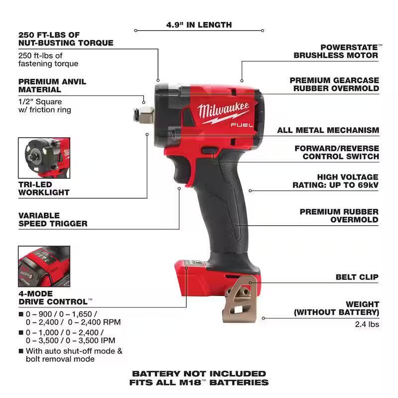 18V Brushless Cordless 1/2 in. Compact Impact Wrench G153