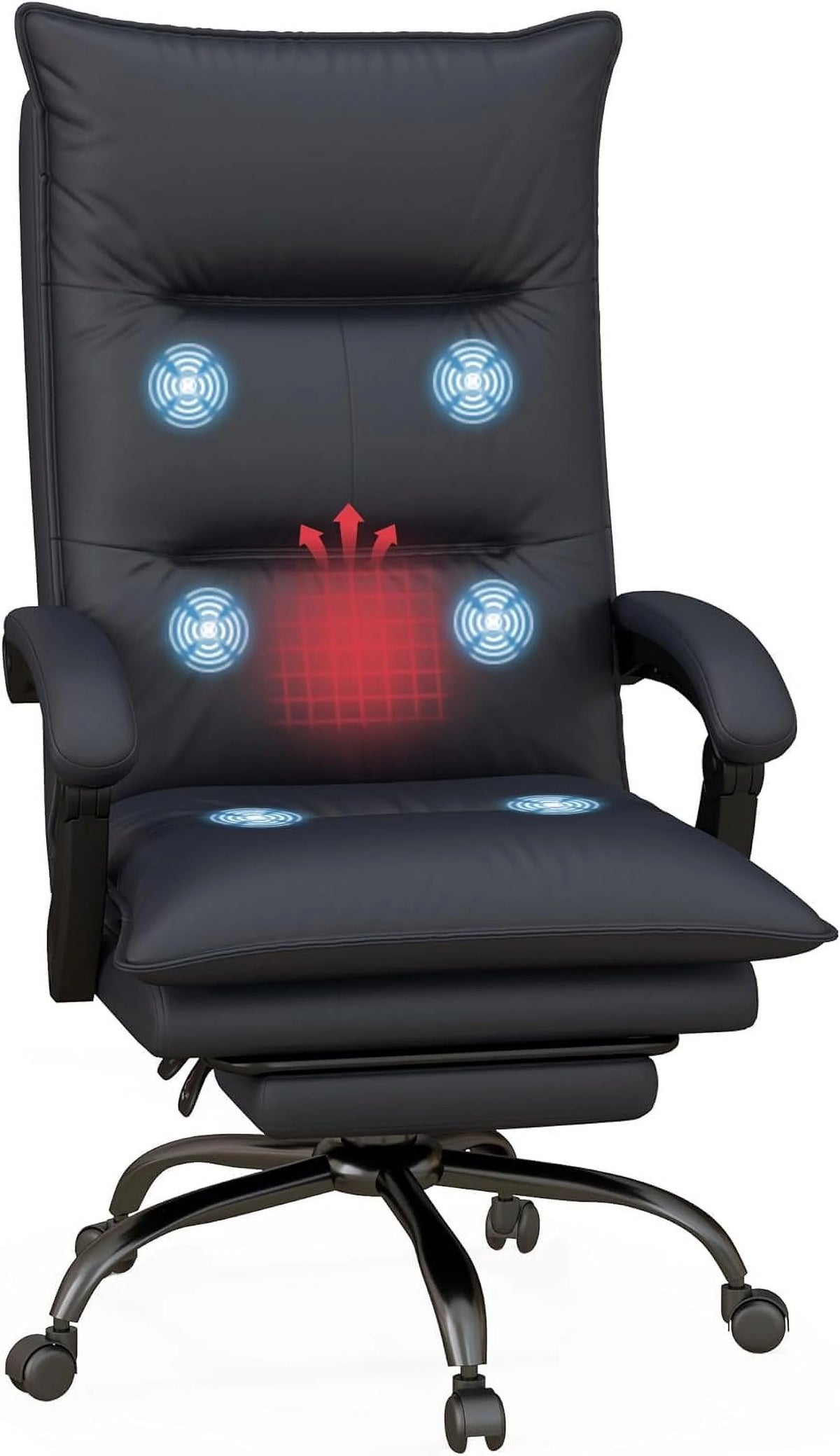 Charcoal Gray Heated Reclining Massage Office Chair with Footrest V535