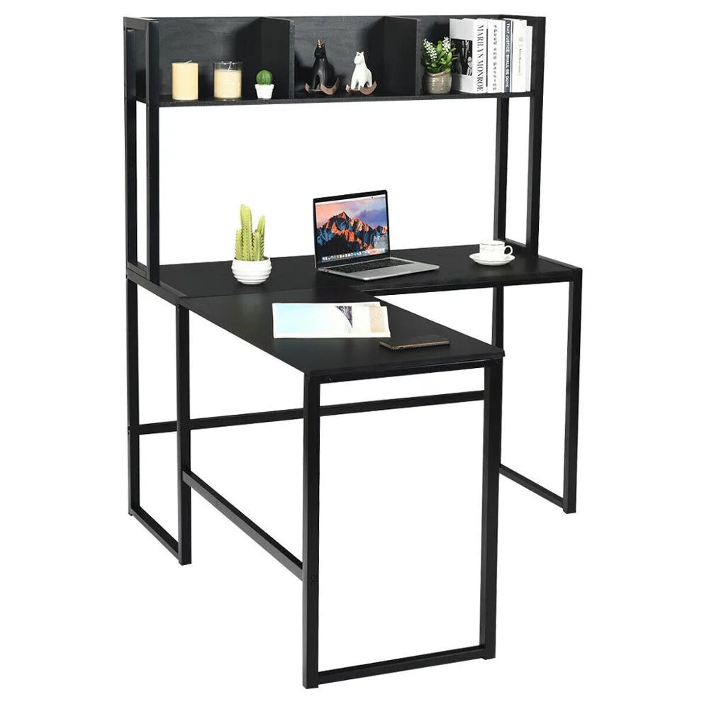 55" L-Shaped Corner Computer Desk with Hutch Z3595