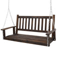 Wooden Porch Swing 4ft with Chains 2-person Swing Bench H605360