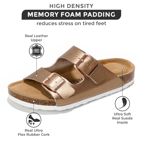 Genuine Leather Flat Sandals Women Memory Foam V391