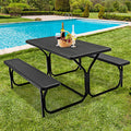 Black Outdoor Picnic Table Bench Set J269973