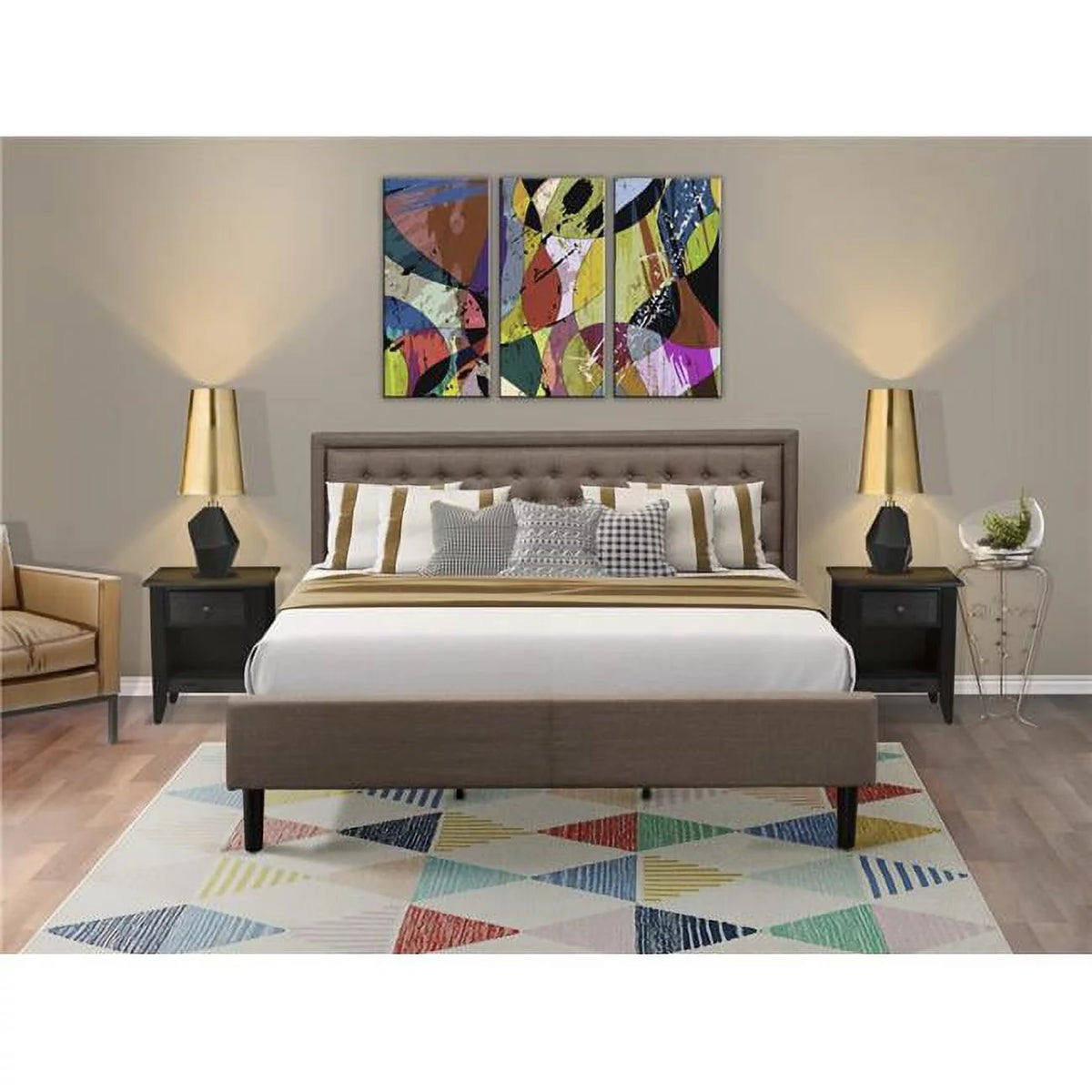 Black 3 Piece Wooden Bedroom Set M176