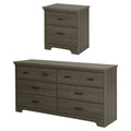 Gray 6 Drawer Double Dresser and 2 Drawer Nightstand S962