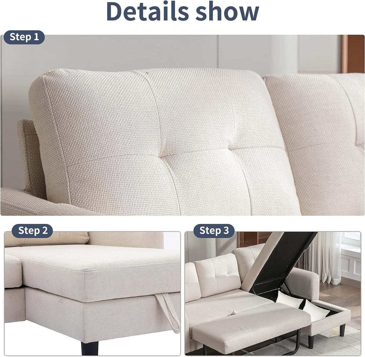 L Shaped Sectional Sofa with Storage Chaise I4408