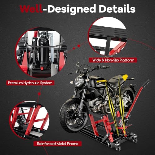 1500 LBS Hydraulic Motorcycle Lift with Footplates G8179