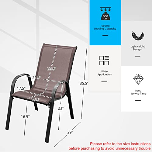4 Pieces Stackable All Weather Patio Dining Chairs Set with Armrests W969938