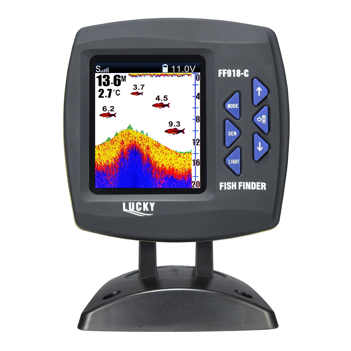 Wired Transducer Fish Finder 45 Degrees Underwater LCD X40978