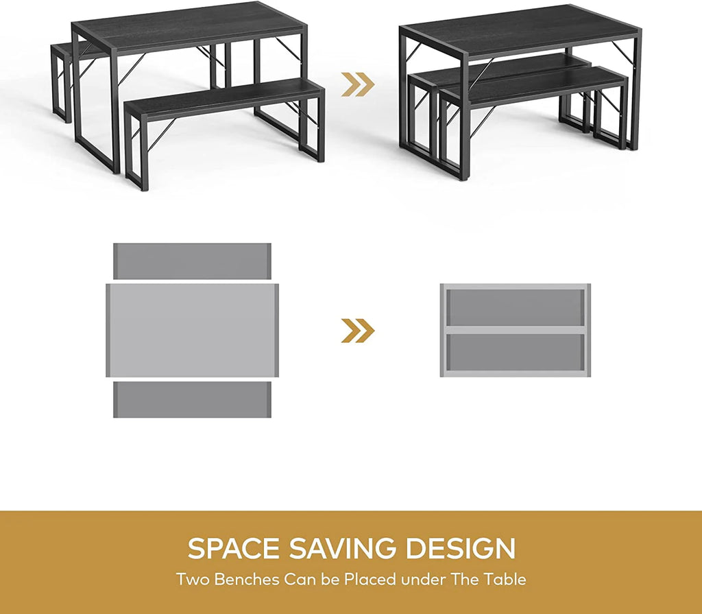 Black Modern Dining Table and Chairs for 4 D28891