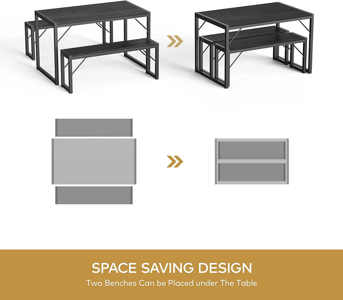 Black Modern Dining Table and Chairs for 4 D28891