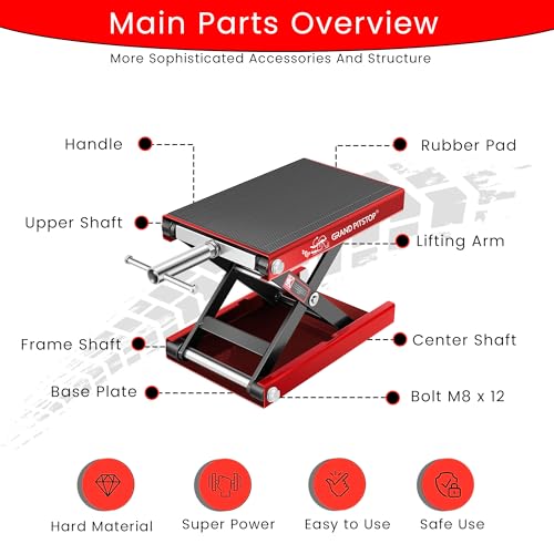 Motorcycle Powersports Stand Lift Scissor Jack Steel 1100 LBS Capacity Red W9546