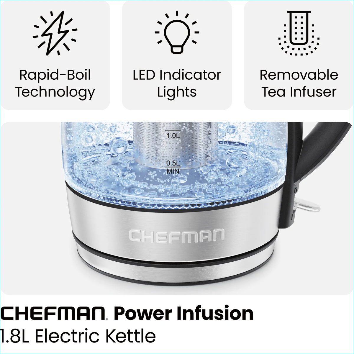 1.8L Electric Glass Kettle with Tea Infuser Z3553