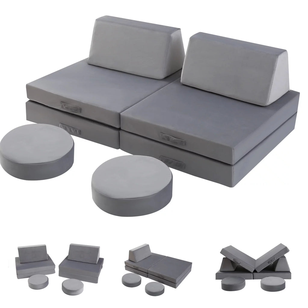 Grey 8-Piece Kids Foam Couch M586