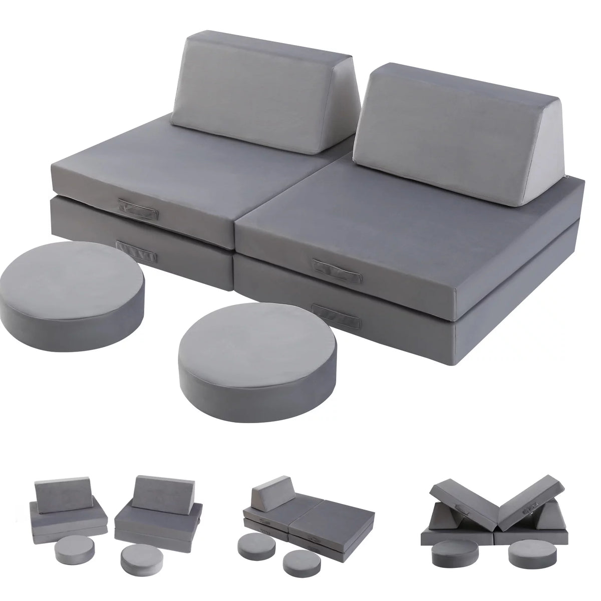 Grey 8-Piece Kids Foam Couch M586