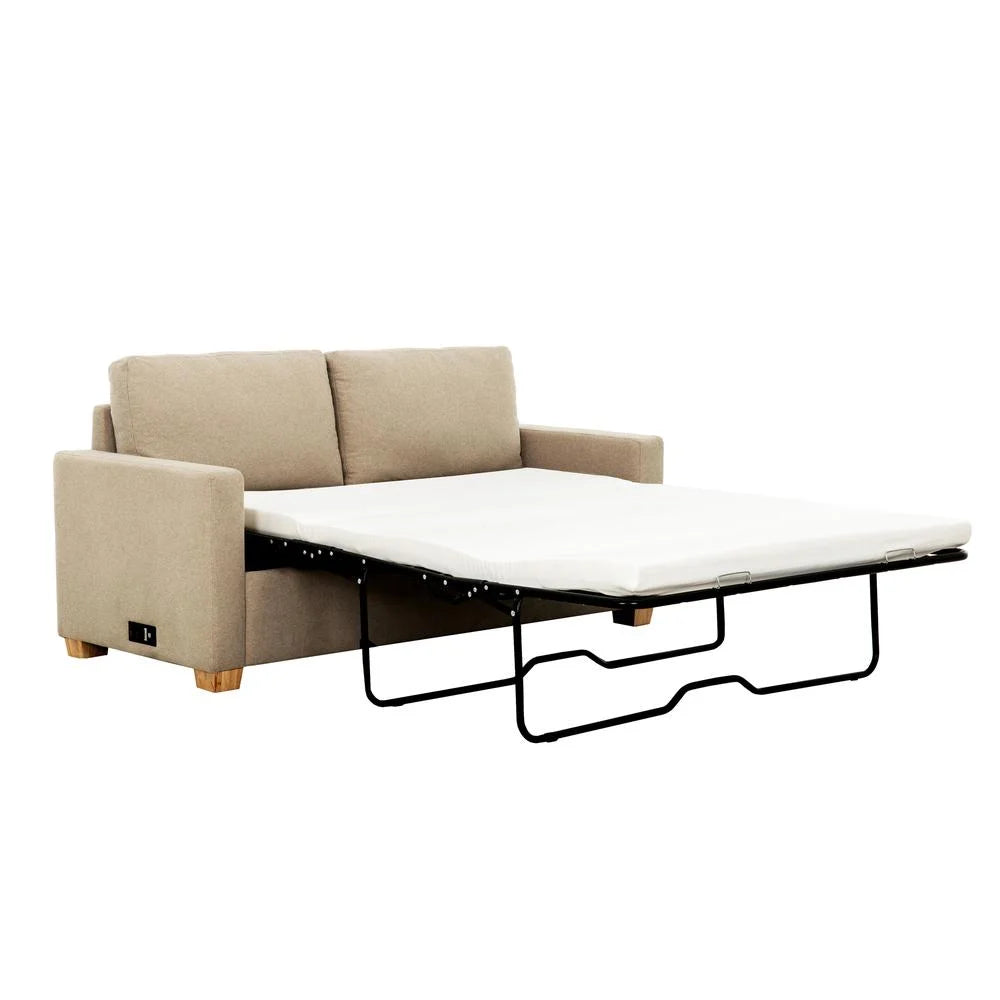 Beige Convertible Full Sleeper Sofa with USB Port M6906