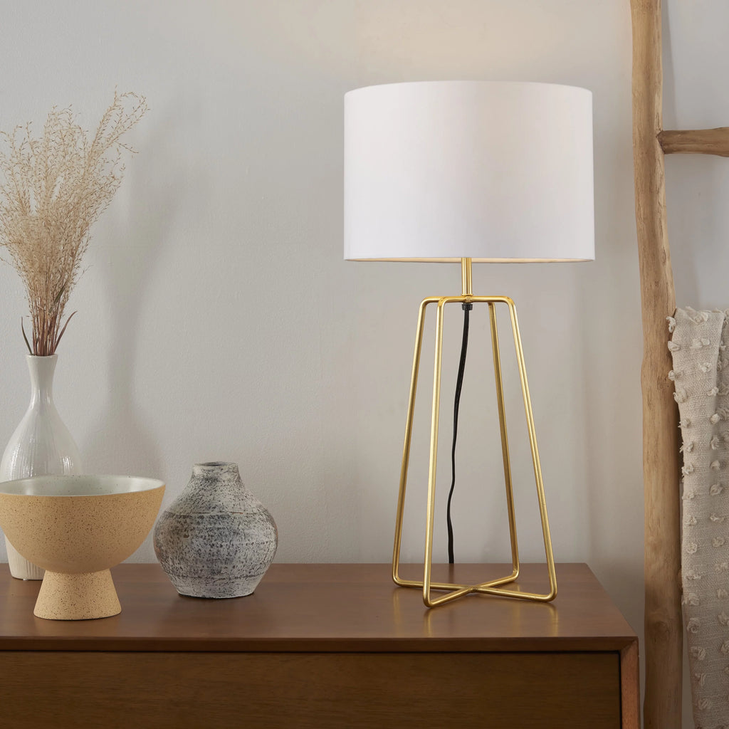24" Gold Geometric Metal Table Lamp T63064