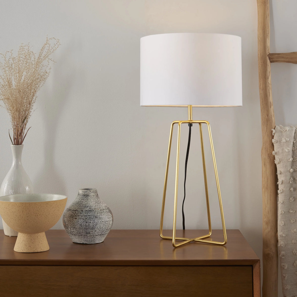 24" Gold Geometric Metal Table Lamp T63064
