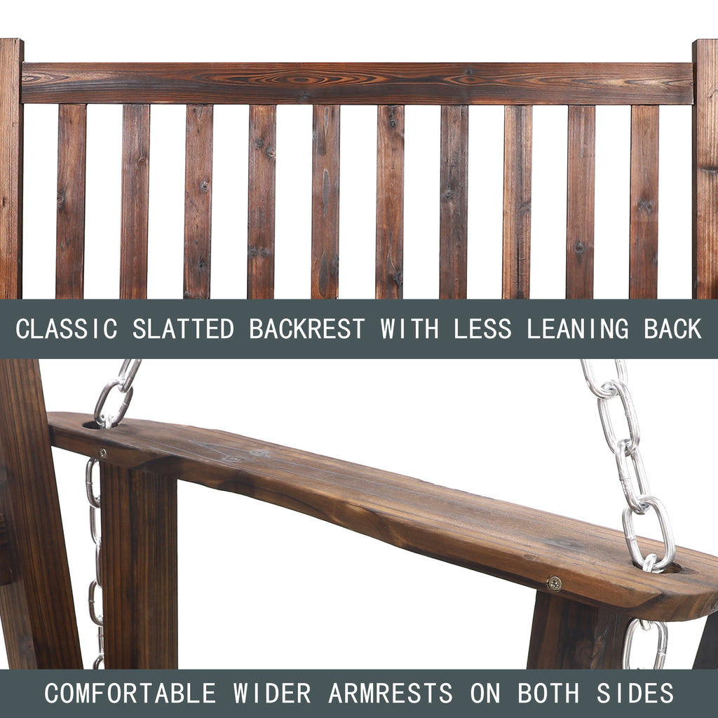 Wooden Porch Swing 4ft with Chains 2-person Swing Bench H605360