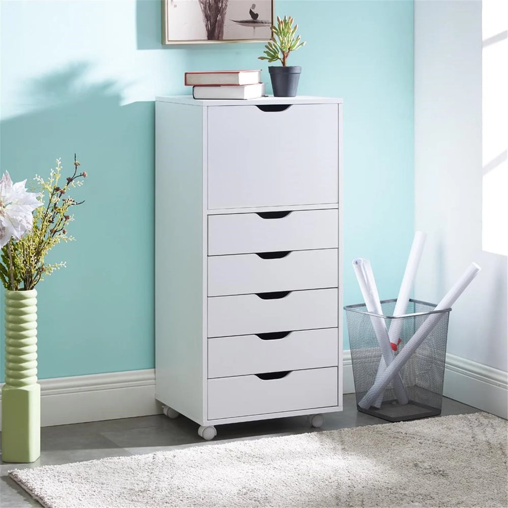 6 Drawer Grey Dresser with Wheels X294012