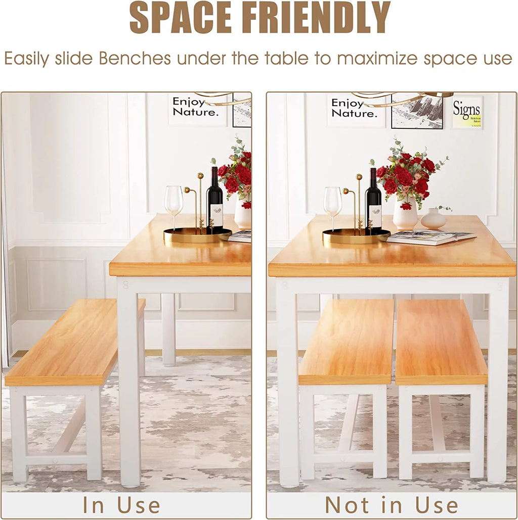 3 Piece Dining Room Table and Benches S156