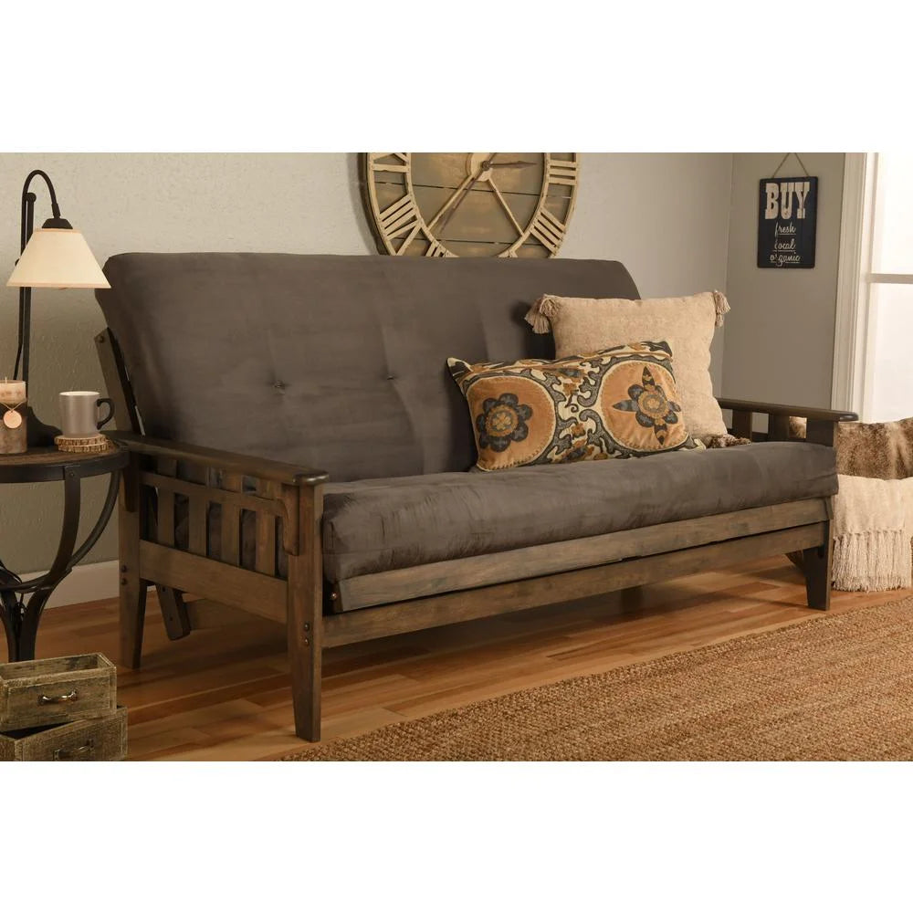 Gray Suede Fabric Mattress with Frame L58479