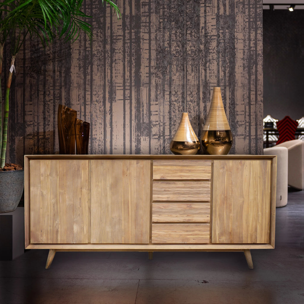 Recycled Teak Wood Chest with 3 Doors 4 Drawers V39453