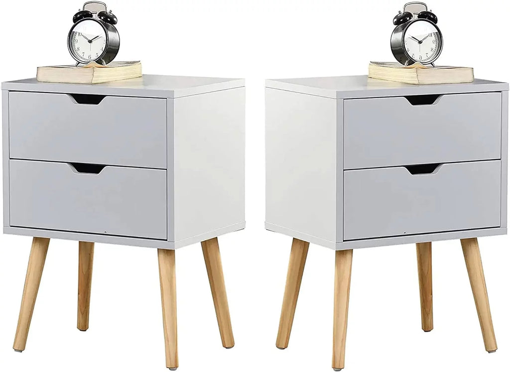 White Storage Drawer Nightstand Set Of 2 S6164