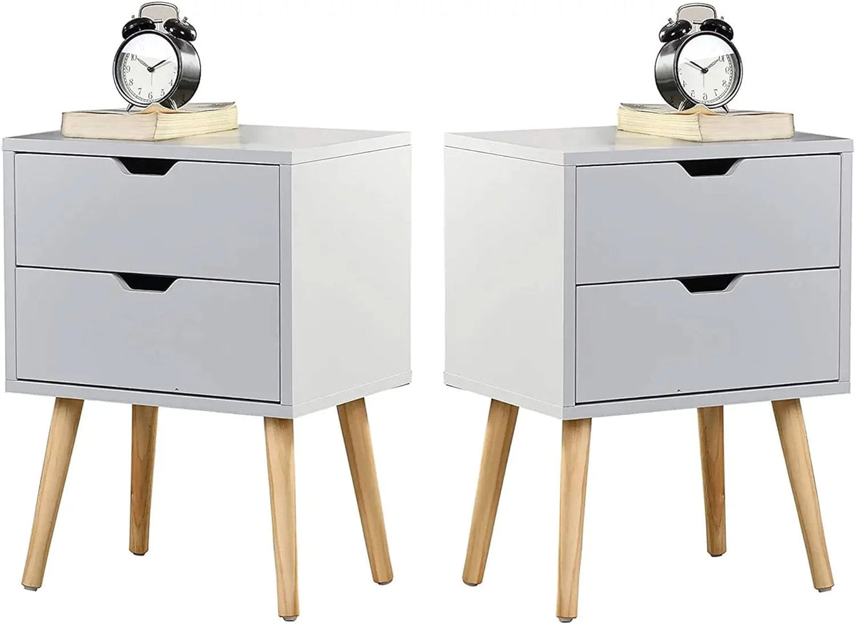 White Storage Drawer Nightstand Set Of 2 S6164