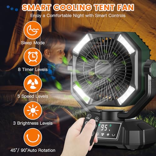 Portable Rechargeable Camping Fan with LED Lantern Z7915