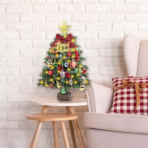 2FT Small Tabletop Mini Artificial Christmas Tree with Lights H1424