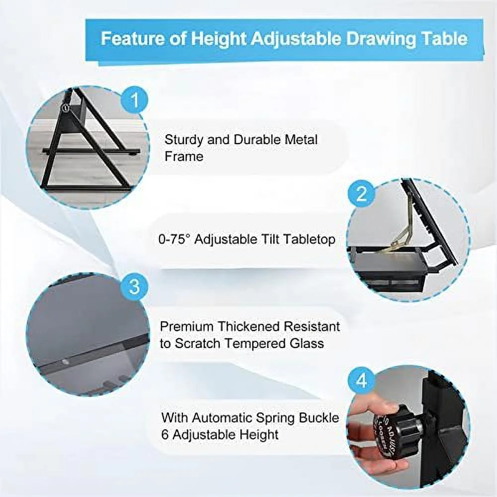Height Adjustable Drafting Table with Drawer W4817